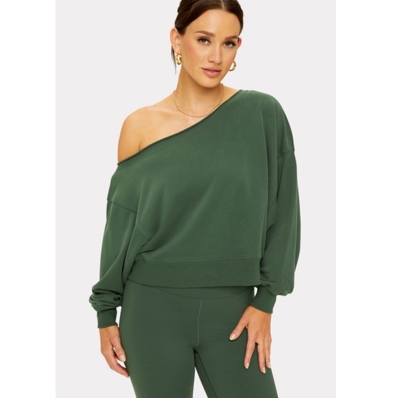 YITTY • Deep Cactus Major Label Everyday Off-The-Shoulder Terry Sweatshirt - Picture 2 of 12